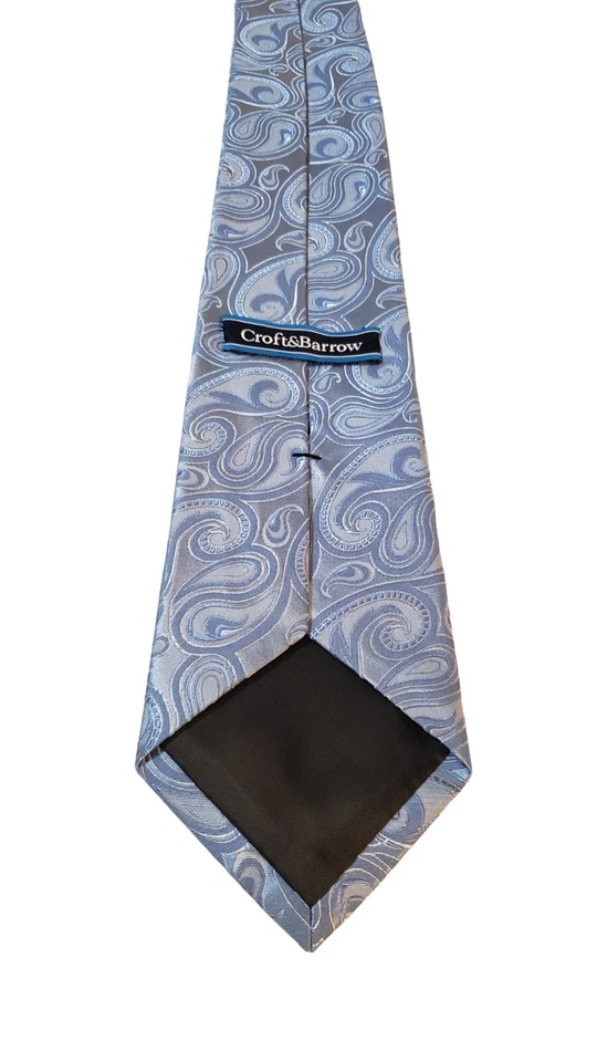 Corbata Croft & Barrow Business Casual Corbata Tejida Azul Paisley Hecha a Mano Negocios Foto 4 de 4