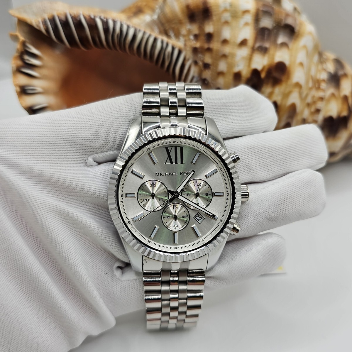 MICHAEL KORS MK8405 MEN'S WATCH SILVER STRAP SILVER DIAL SILVER