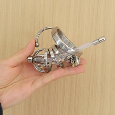 Male Chastity Cage Chastity Device Silicone Tube Sounding with Locks Ring