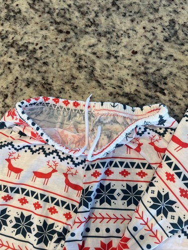 Boutique Sara Jane Christmas Pajamas Santa Deer Size 14 Youth Unisex EUC - Picture 2 of 2