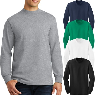 #ad #ad Mens Cotton Mock TURTLE NECK Long Sleeve T Shirt Golf S XL2XL 3XL 4XL NEW $21.99