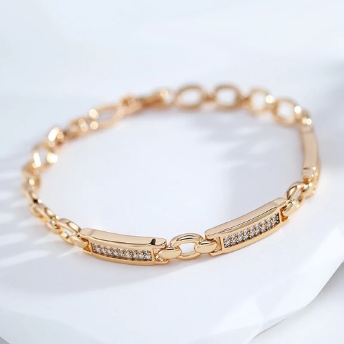 Fashion Rose Gold Square Link Bracelet for Women Bracelets Ethnic Wedd Jewelry - Picture 5 of 14