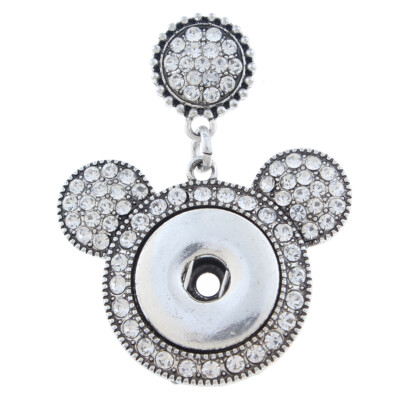Snap Jewelry Mickey Mouse Pendant CZ Rhinestone Fits 18-20mm Ginger Style Charm