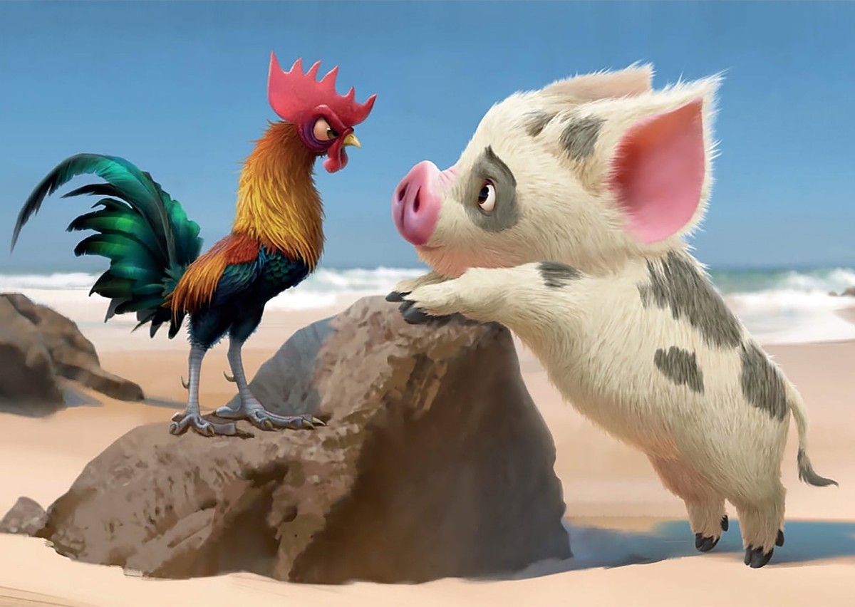 Moana Chicken Pig Iron On Transfer For T-Shirt Other Light