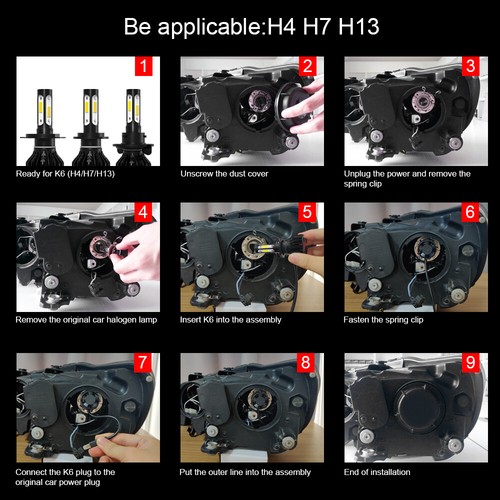 For Hyundai Genesis 2009-2014 LED HID Xenon Headlight Hi / Lo+ Fog Light 6×Bulbs - Picture 12 of 12