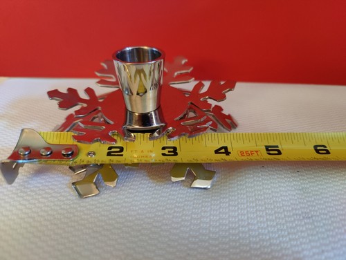 Crate and Barrel Snowflake Taper Candle Holders (2) Chrome Shiny Silver Finish - Picture 10 of 10