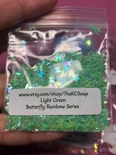 TBP Solvent Resistant LIGHT GREEN BUTTERFLY RAINBOW Shape Glitter Epoxy US Selle