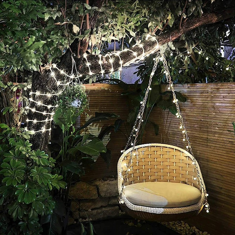 2PACK Outdoor Christmas Crystal Rope Solar LED Twinkle Fairy String Light Garden - Image 2 of 4