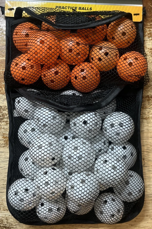 33 pelotas de golf de práctica Wilson Uktra BLK con bolsa colgante naranja y blanco Foto 4 de 4