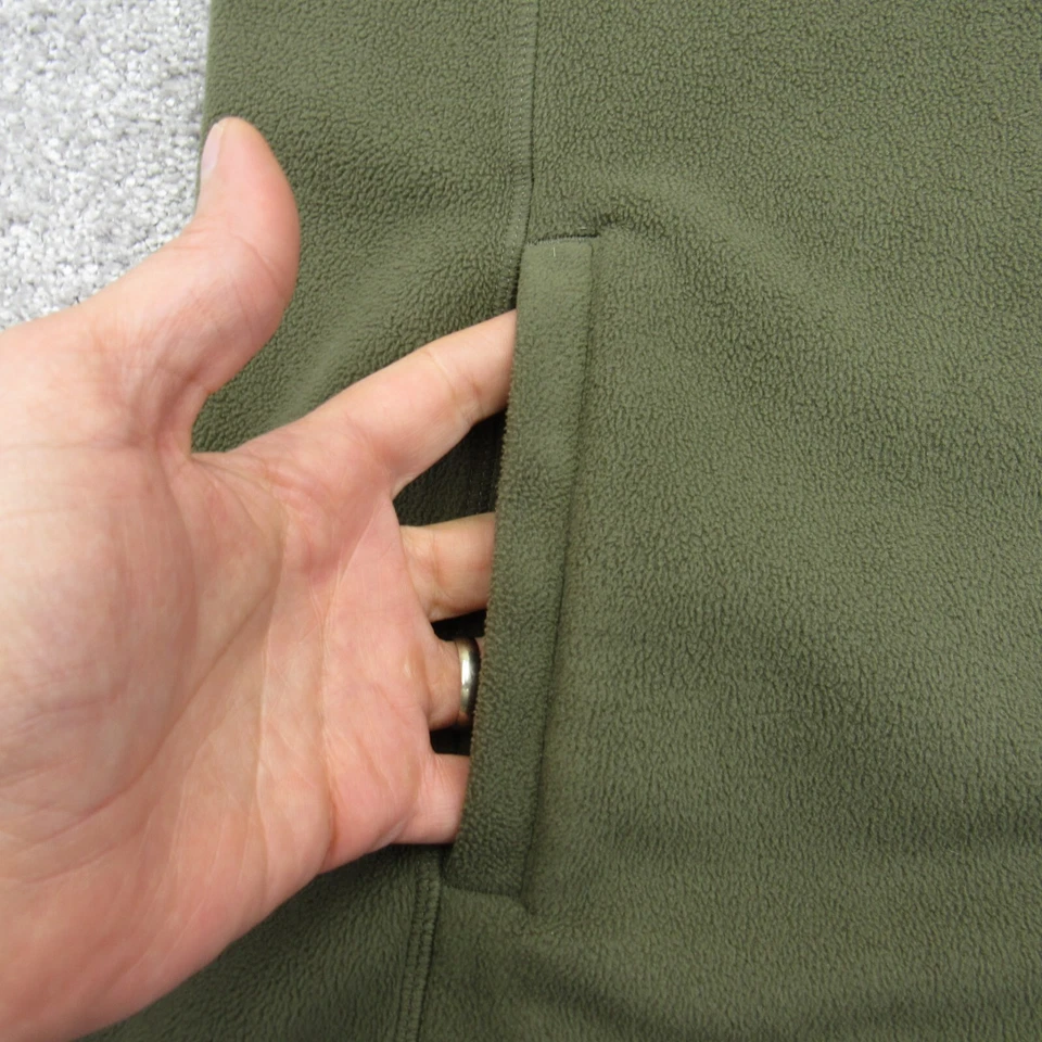 Lands' End Fleece Jacket Men's XL Green Mock Neck Full Zip Pockets Standard Fit - Image 3 of 4