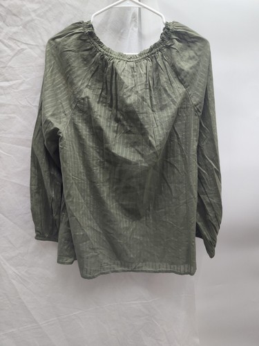 Old Navy Womens XL Blouse Top Green Striped Boho Balloon Sleeves Nwt - Picture 2 of 7