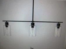 YANSUN 3-Light Black Industrial Modern Linear Kitchen Island Pendant with Shade