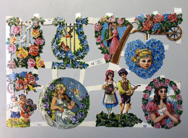Glanzbilder Oblaten Made in England Marke MLP No 1570 Blumen Frauen JV9281 Glanzbilder Oblaten Made in England Marke MLP No 1570 Blumen Frauen JV9281