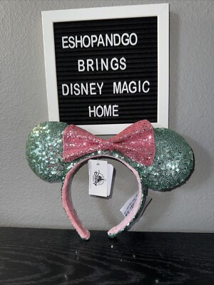 Disney Pink and Teal Sequin Minnie Mouse Ears Disney~Parks Aqua Teal Minnie Mouse Ears Sequin Pink Sugar  main image 2
