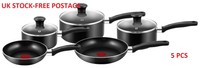 Cookware Set 5pcs Tefal Frying Pan Saucepan & Lid Non Stick Kitchen Gifts Cookware Set 5pcs Tefal Frying Pan Saucepan & Lid Non Stick Kitchen Gifts