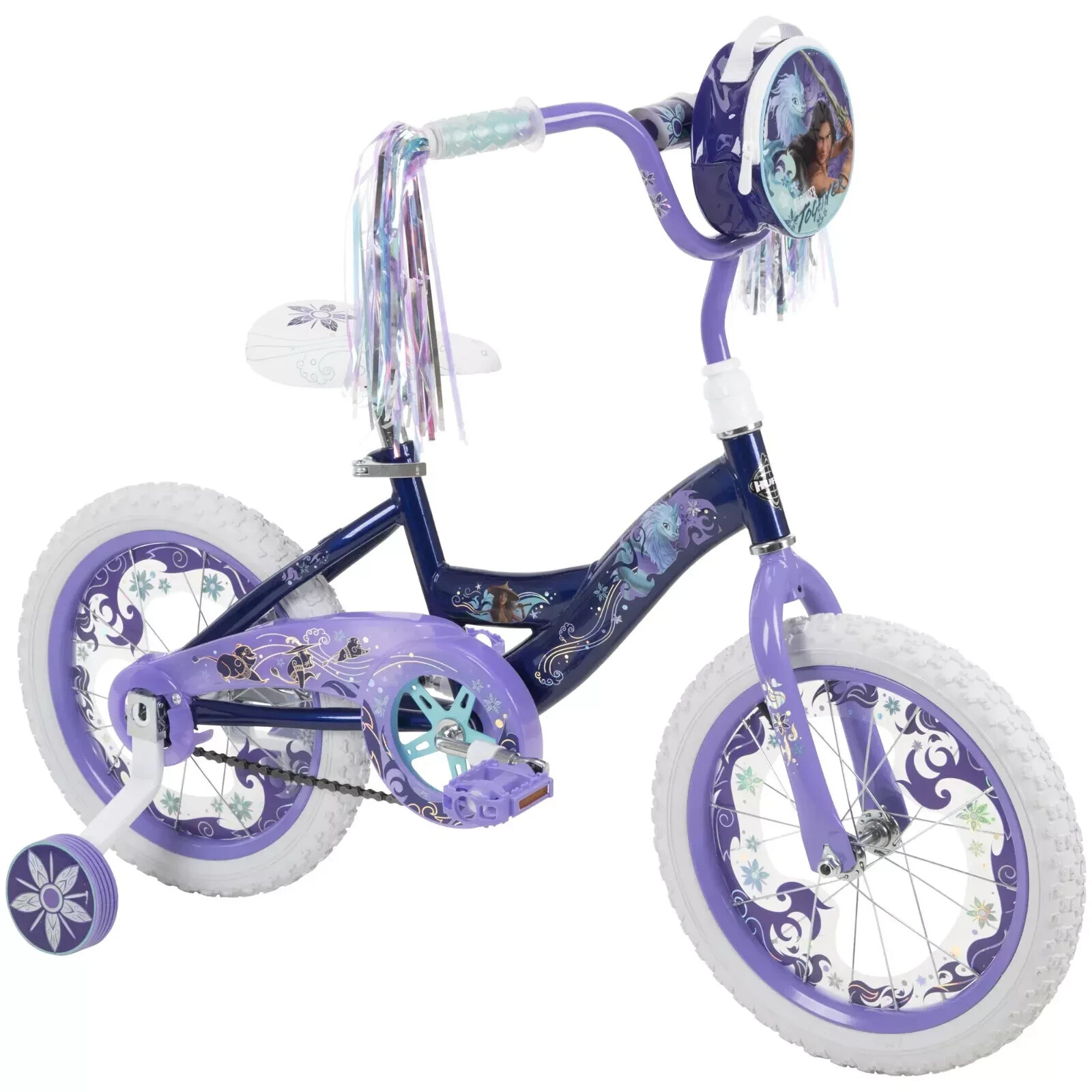 Disney Girls 16-inch Bike by Huffy , with Training Wheels Raya Pink Purple