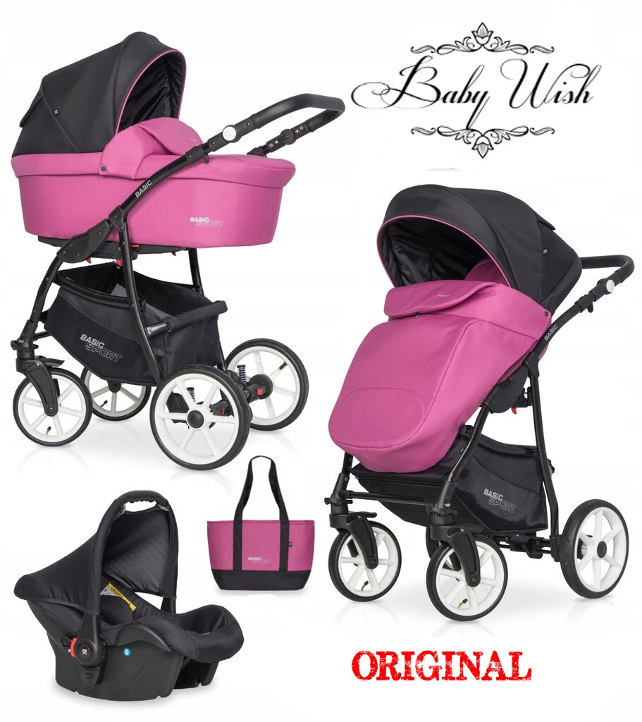 RIKO BASIC SPORT BABY PRAM 3in1 2in1 CARRYCOT + PUSHCHAIR + CAR SEAT + ISOFIX
