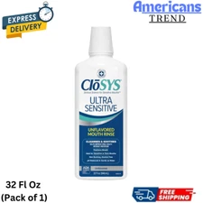 Closys Ultra Sensitive Mouthwash, 32 Ounce, Unflavored (Optional Flavor Dropper