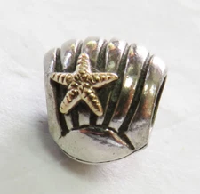 PANDORA   SHELL GOLD STARFISH STERLING SILVER 925 CHARM ALE