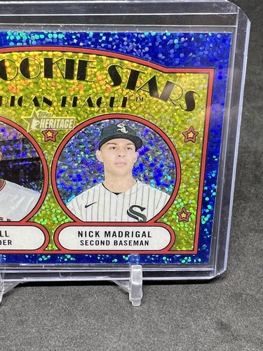 2021 Heritage Chrome Blue Sparkle #187 Rookie Stars Nick Madrigal / Jo Adell - Picture 3 of 5
