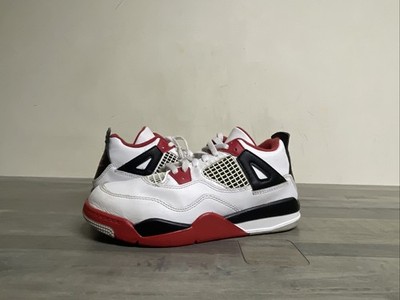 Nike Air Jordan 4 IV Retro Fire Red White Sneakers BQ7669-160 Youth GS Size 2Y