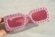 VINTAGE STATEMENT PINK RHINESTONE SUNGLASSES HOLLYWOOD MOD DESIGNER SHADES RARE