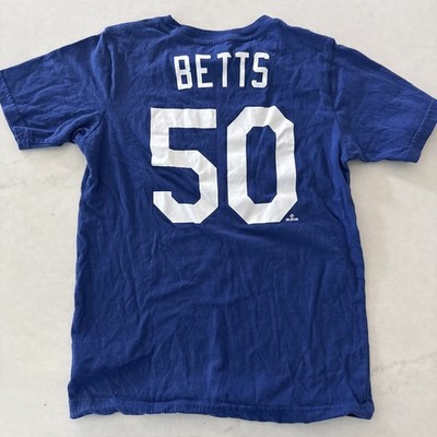 Mookie Betts 50 Youth Medium Los Angeles Dodgers T-Shirt Team Athletics MLB Blue