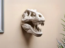 3D Printed T-Rex Skull Wall Mount: Dinosaur Head Decor