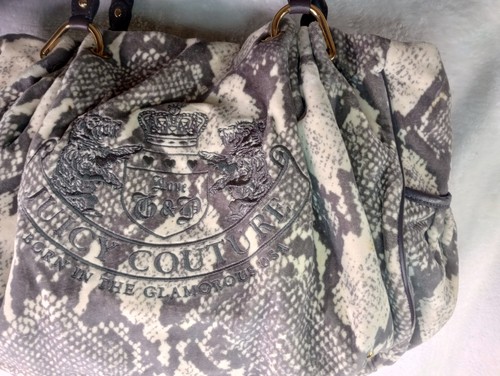 Vintage Juicy Couture Hobo Velours Tasche Handtasche Schlangenledermuster Y2K - LESEN - Bild 3 von 16