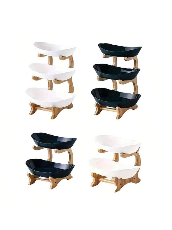 2/3 Tier Scandinavian Luxury Fruit Stand - Double Tier Snack Tray, Creative Can - Image 2 of 4