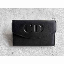 Christian Dior CD embossed key coin case black