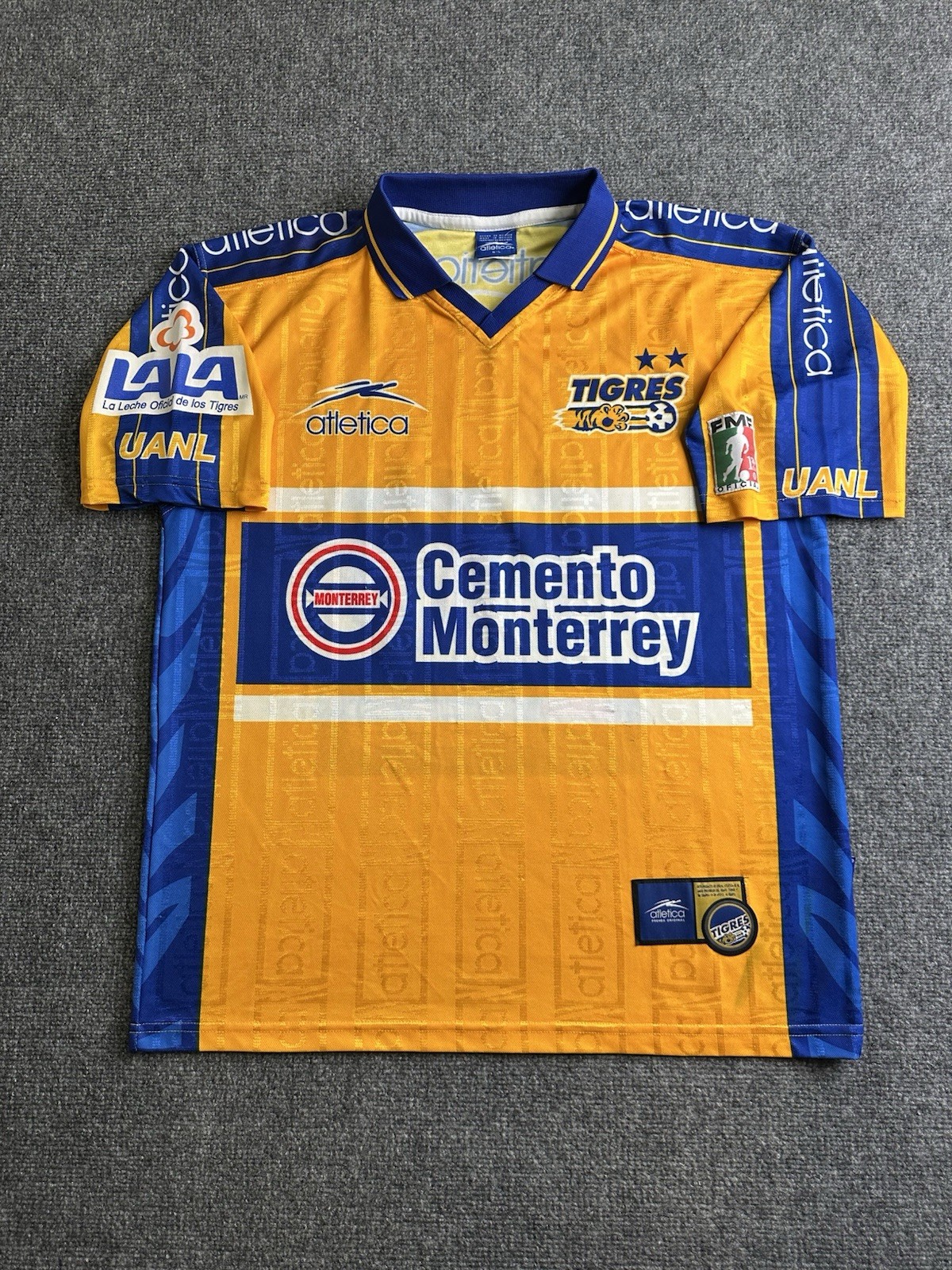Mens Atletica 1999-2000 Tigres UANL #10 Soccer Jersey Made in Mexico, Size L