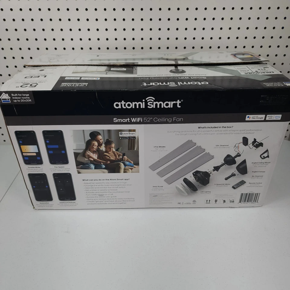 Atomi Smart WiFi 52" Ceiling Fan with LED Light Open Box - Image 3 of 4