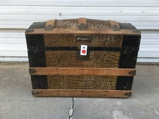 Victorian Steamer Dome Top Trunk Alligator W/Tray C 1800S VG