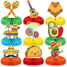 9Pcs Fiesta Party Decorations Mexican Party Honeycomb Table Centerpiece Cinco De