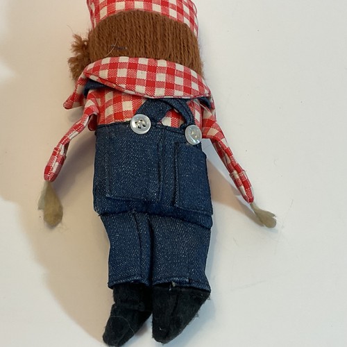 Vintage Little Boy Cloth Ragdoll Plush in Jeans 7” Tall - Picture 5 of 7