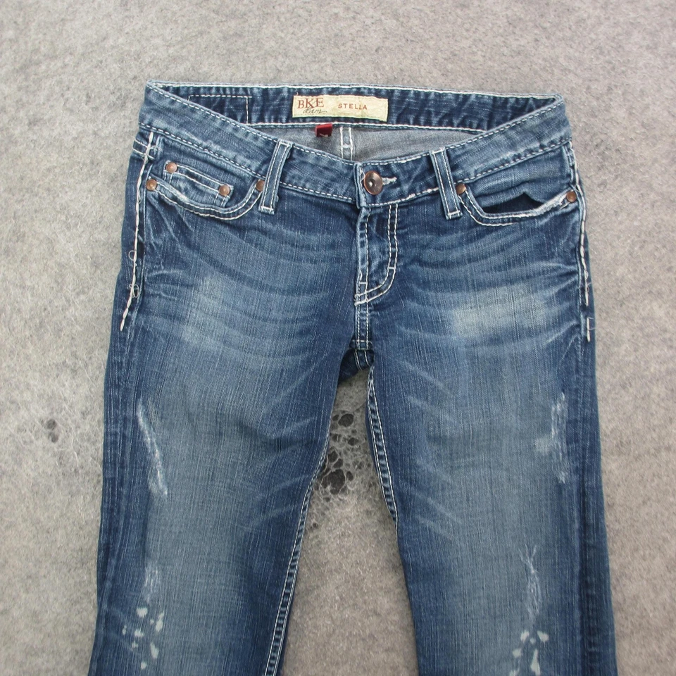 Pantalones de mezclilla BKE Stella para mujer 26x33,5 azul bootcut elástico embellecido bolsillo Foto 2 de 4