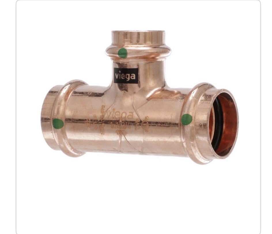 Viega ProPress 77295, 1-in. x 1-in. x 3/4-in. Press Copper Reducing Tee