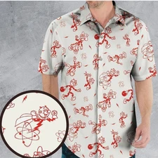 Vintage Style Nostalgic Reddy Kilowatt Hawaiian Shirt Casual Button Shirt