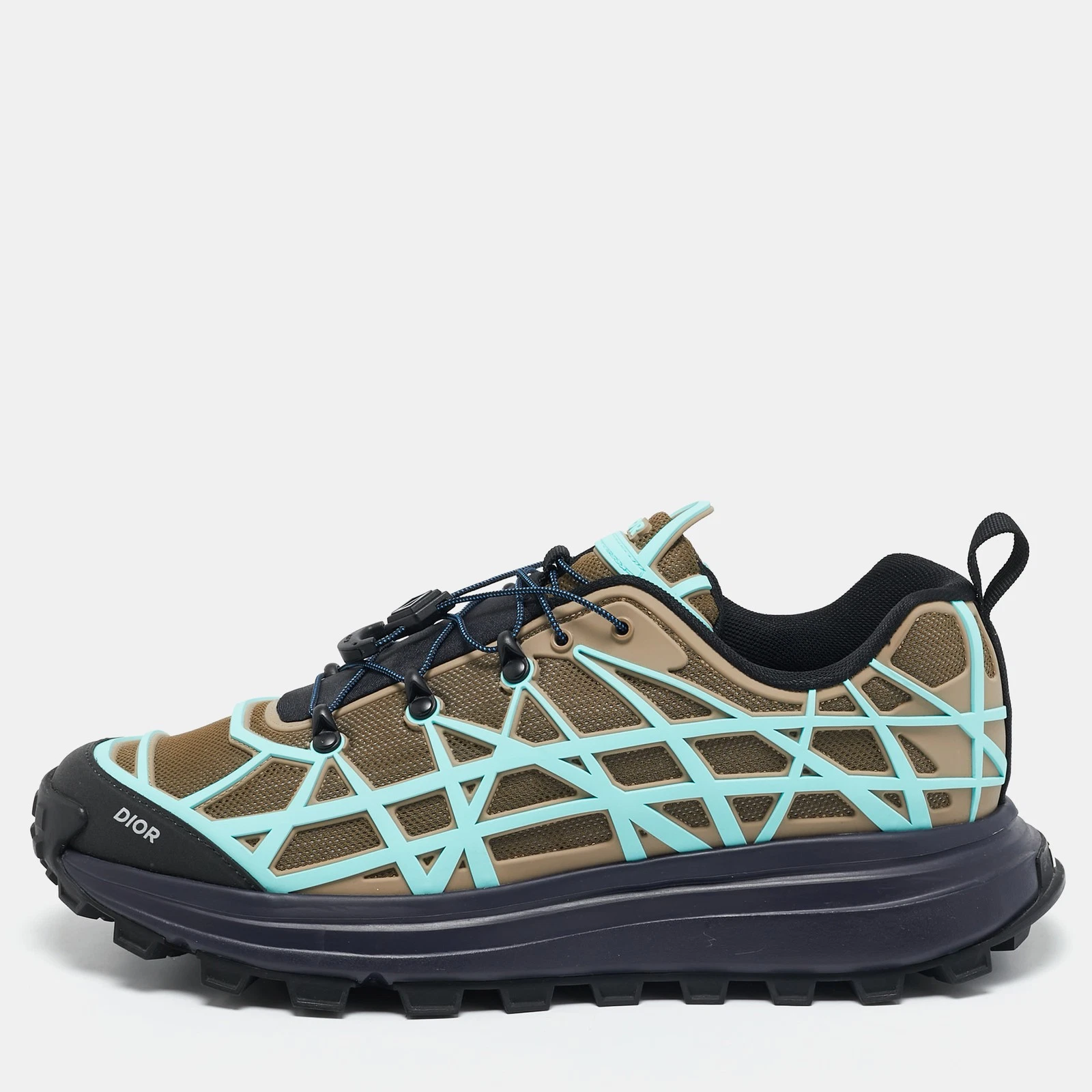 Baskets chunky Dior vert olive/bleu maille et caoutchouc B31 Runner taille 43