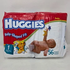 Huggies Jumbo #1 8-14 lb Disney Lion King Simba Diapers Baby-Shaped Fit 56 Count