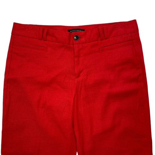 BANANA REPUBLIC Red Logan Crop Linen Blend Straight Leg Pants Size 8 Petite - Picture 3 of 9