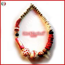 Collana con Pietre Grosse Ceramica Dipinta Gioiello Lusso Elegante Designer Raro