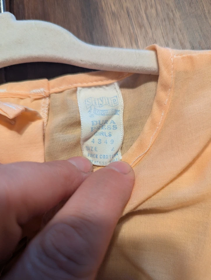 Blusa estilo ropa interior vintage años 60 70 mezcla algodón/poliéster niñas pequeñas melocotón calado Foto 4 de 4