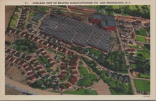 Airplane View of Beacon Mfg Co. Swannanoa North Carolina NC Postcard Linen
