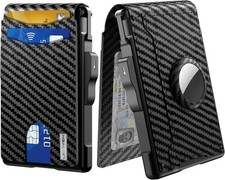 umoven AirTag Wallet for Men - with Pop Up Aluminum Case Money Clip Slim Leather