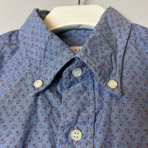 Barneys New York Shirt Mens Small Blue Anchor Button Down Collared Buttons - Picture 3 of 20
