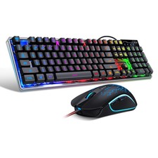 Gaming Keyboard and Mouse Combo, K1 RGB LED Backlit Wired black