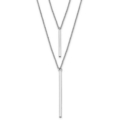 Sterling Silber RH-plattiert zwei Strang mit 2 Zoll ext. Halskette