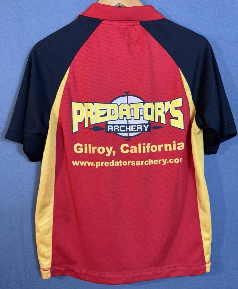 Predators Archery Polo Shirt Red Black Yellow Men’s Large - Image 3 of 4